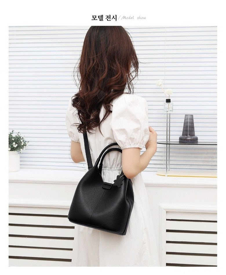 부드러운 소가죽 버킷백 여성 투웨이 토트백 숄더백 핸드백 여자 데일리 가방 크로스백