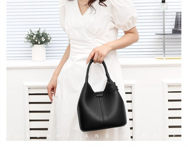 부드러운 소가죽 버킷백 여성 투웨이 토트백 숄더백 핸드백 여자 데일리 가방 크로스백