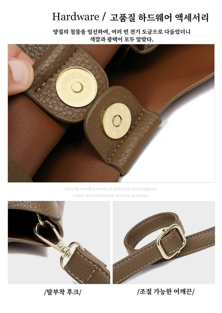 부드러운 소가죽 버킷백 여성 투웨이 토트백 숄더백 핸드백 여자 데일리 가방 크로스백