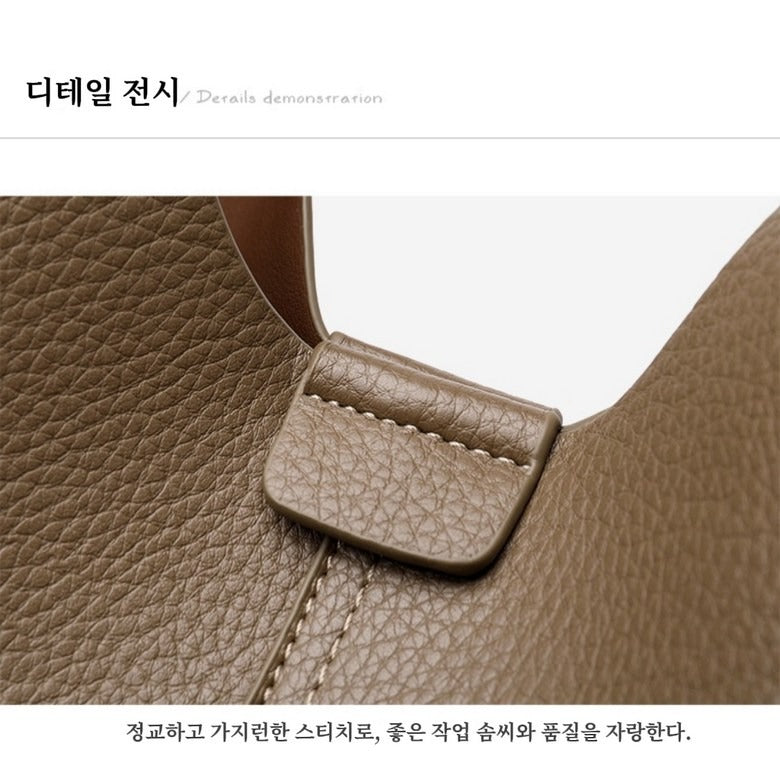 부드러운 소가죽 버킷백 여성 투웨이 토트백 숄더백 핸드백 여자 데일리 가방 크로스백