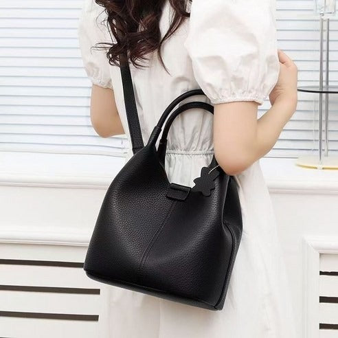 부드러운 소가죽 버킷백 여성 투웨이 토트백 숄더백 핸드백 여자 데일리 가방 크로스백